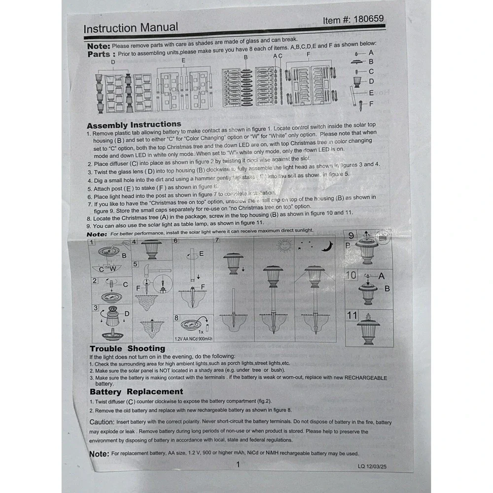 Solar Lights Regular And Christmas Option 2‎ In 1 Brand New 8 Outdoor Sidewalk